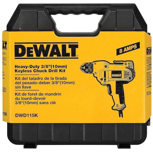 Dewalt DWD115K 3/8" Vsr Mid-Handle Gripdrill Kit W/Keyless All-
