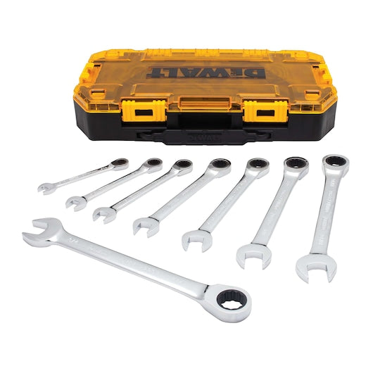 Dewalt DWMT74733 Full Polish Ratcheting Combination Wrench Set (8 Pc)