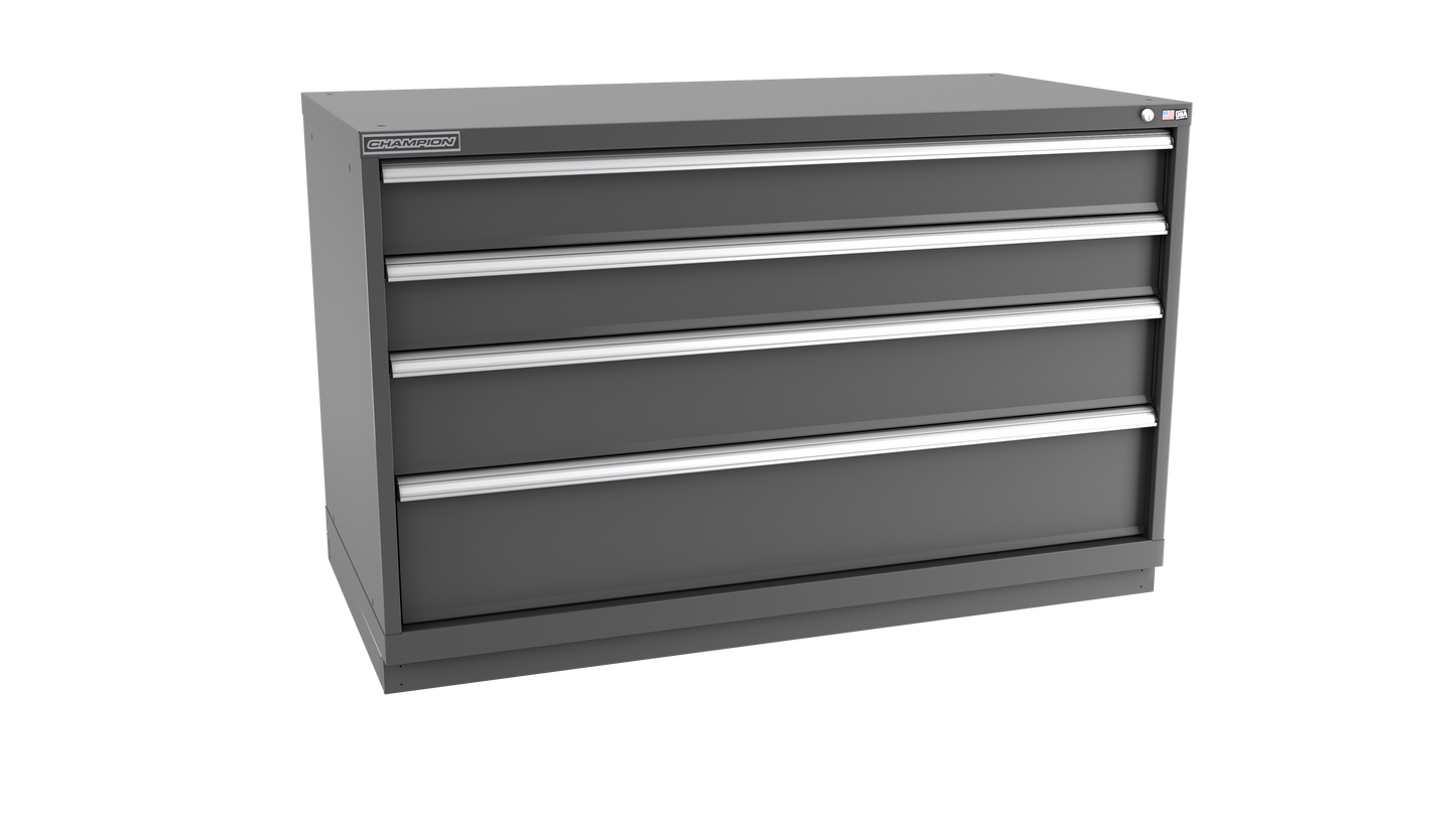 Champion Tool Storage DWS1500-0401-ILC-FTB-DG 4-Drawer Shallow Depth Modular Cabinet DWS0401 | 56-1/2"W x 35-7/8"H x 22-1/2"D, Dark Gray