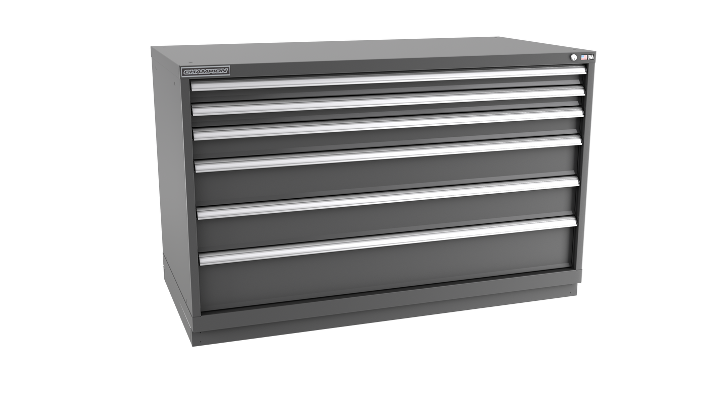 Champion Tool Storage DWS1500-0601-ILC-FTB-DG 6-Drawer Shallow Depth Modular Cabinet DWS0601 | 56-1/2"W x 35-7/8"H x 22-1/2"D, Dark Gray