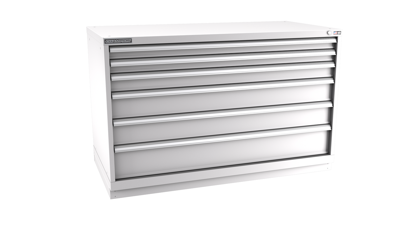 Champion Tool Storage DWS1500-0601-ILC-FTB-LG 6-Drawer Shallow Depth Modular Cabinet DWS0601 | 56-1/2"W x 35-7/8"H x 22-1/2"D, Light Gray