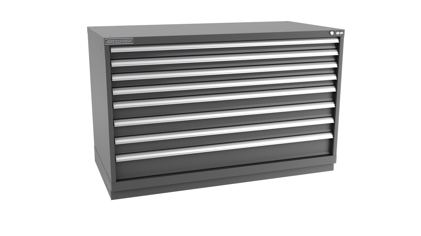 Champion Tool Storage DWS1500-0801-ILC-FTB-DG 8-Drawer Shallow Depth Modular Cabinet DWS0801 | 56-1/2"W x 35-7/8"H x 22-1/2"D, Dark Gray