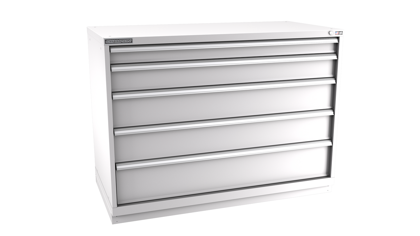 Champion Tool Storage DWS1800-0501-ILC-FTB-LG 5-Drawer Shallow Depth Modular Cabinet DWS0501 | 56-1/2"W x 41-3/4"H x 22-1/2"D, Light Gray