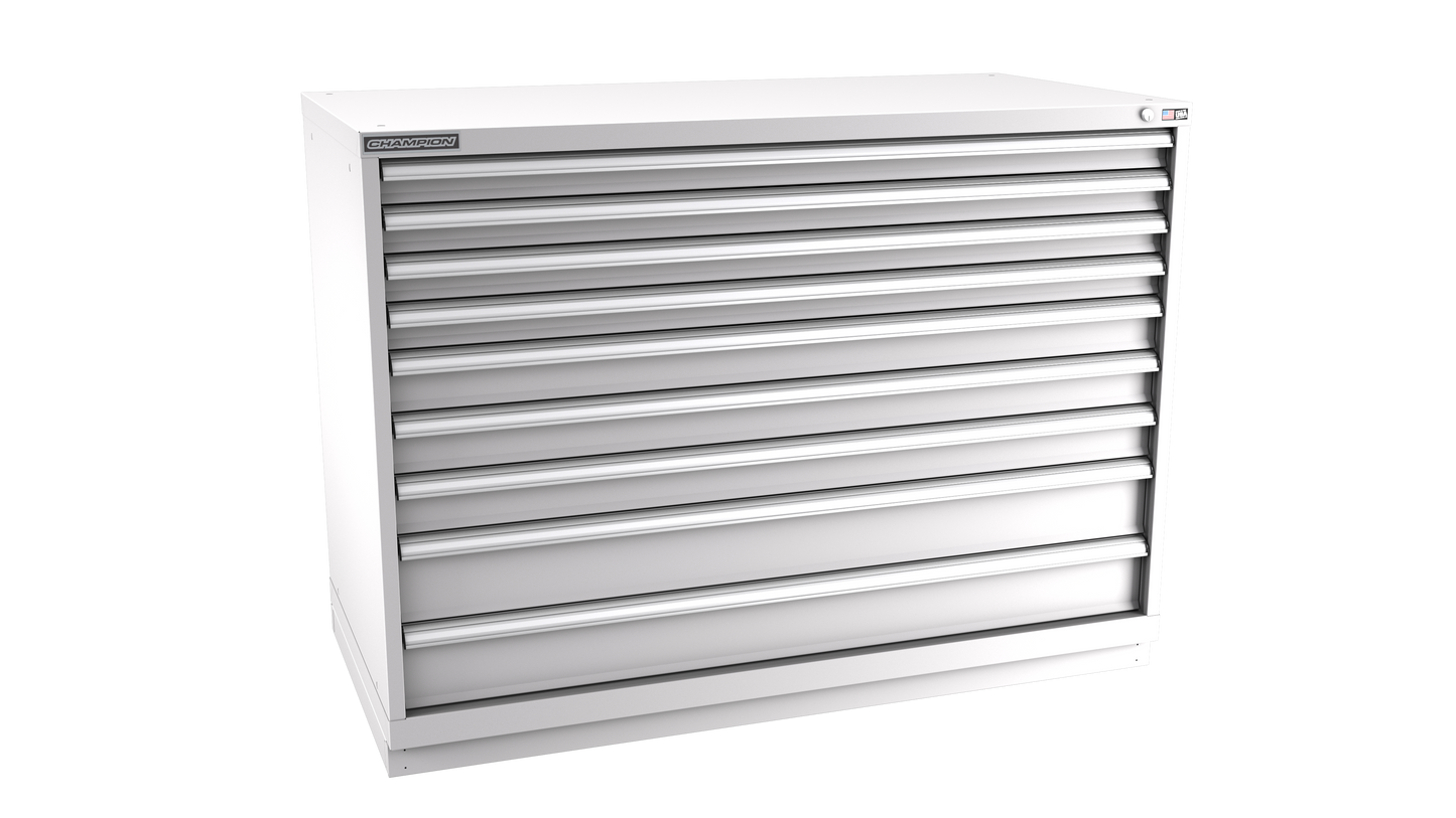 Champion Tool Storage DWS1800-0901-ILC-FTB-LG 9-Drawer Shallow Depth Modular Cabinet DWS0901 | 56-1/2"W x 41-3/4"H x 22-1/2"D, Light Gray