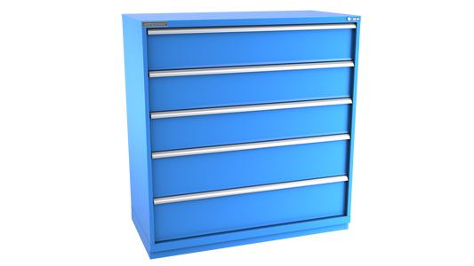 Champion Tool Storage DWS2700-0501-ILC-FTB-BB 5-Drawer Shallow Depth Modular Cabinet DWS0501 | 56-1/2"W x 59-1/2"H x 22-1/2"D, Bright Blue