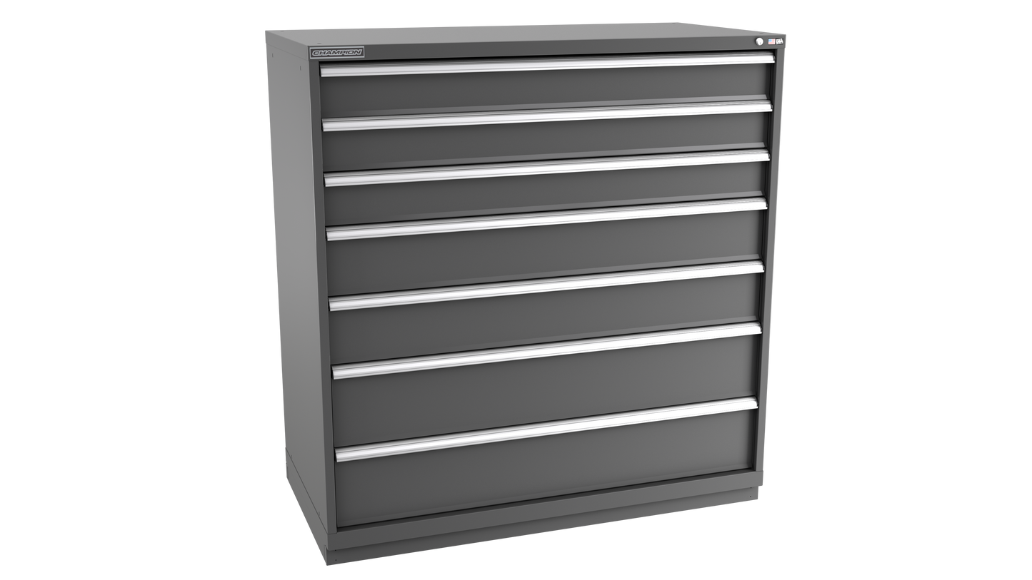 Champion Tool Storage DWS2700-0701-ILC-FTB-DG 7-Drawer Shallow Depth Modular Cabinet DWS0701 | 56-1/2"W x 59-1/2"H x 22-1/2"D, Dark Gray