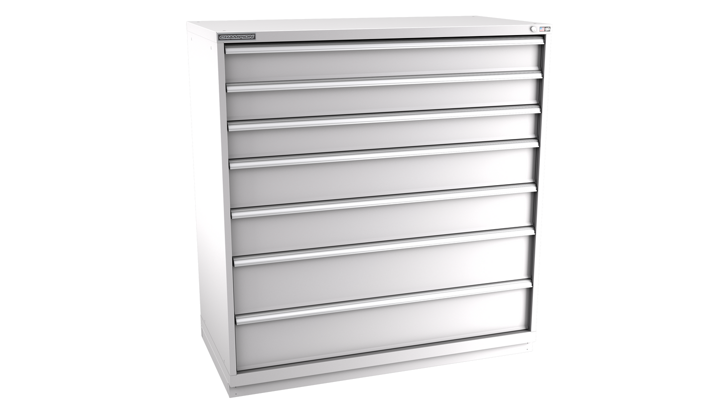 Champion Tool Storage DWS2700-0701-ILC-FTB-LG 7-Drawer Shallow Depth Modular Cabinet DWS0701 | 56-1/2"W x 59-1/2"H x 22-1/2"D, Light Gray
