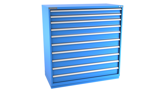 Champion Tool Storage DWS2700-100-1-ILC-FTB-BB 10-Drawer Shallow Depth Modular Cabinet DWS1001 | 56-1/2"W x 59-1/2"H x 22-1/2"D, Bright Blue