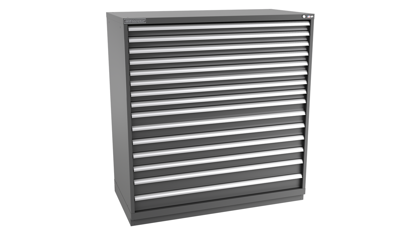 Champion Tool Storage DWS2700-1501-ILC-FTB-DG 15-Drawer Shallow Depth Modular Cabinet DWS1501 | 56-1/2"W x 59-1/2"H x 22-1/2"D, Dark Gray