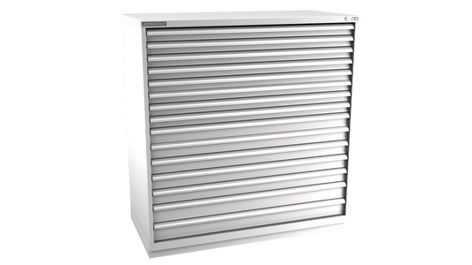 Champion Tool Storage DWS2700-1501-ILC-FTB-LG 15-Drawer Shallow Depth Modular Cabinet DWS1501 | 56-1/2"W x 59-1/2"H x 22-1/2"D, Light Gray