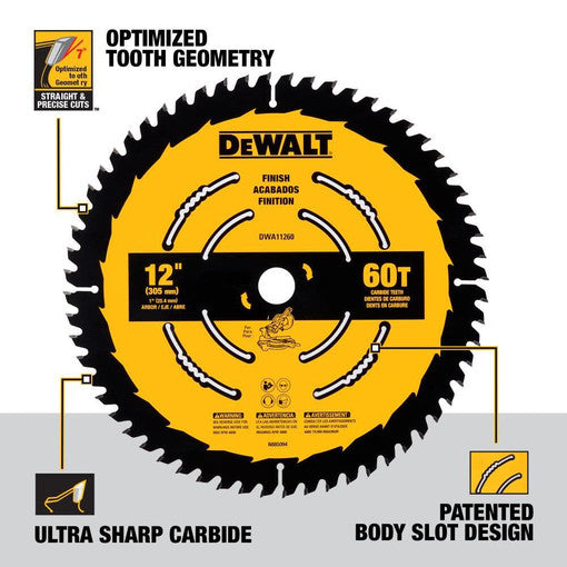 Dewalt DWA11260 12 In Finish Saw Blade (60 Tooth)