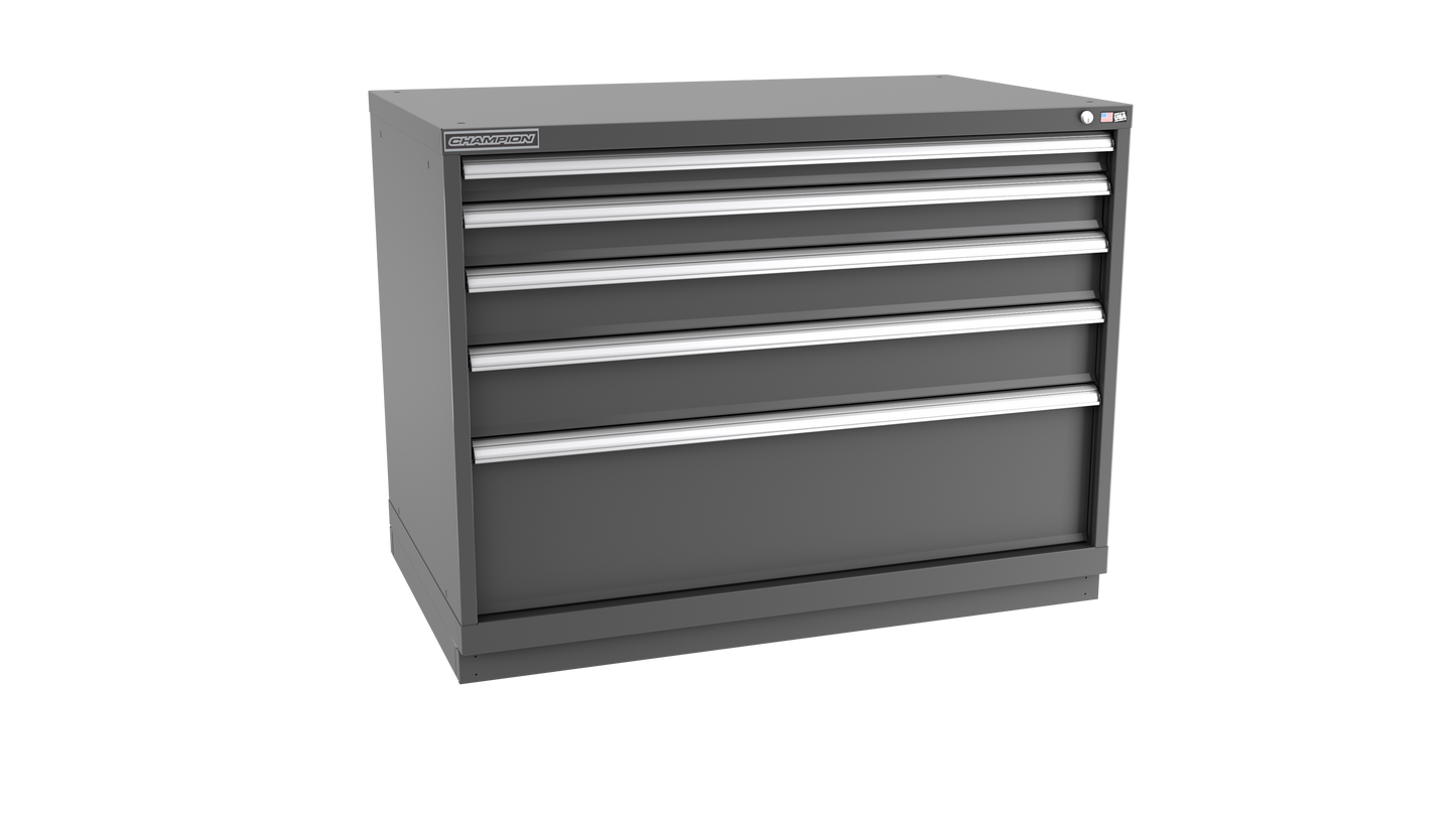 Champion Tool Storage EW1500-0501-ILC-FTB-DG 5-Drawer Standard Depth Modular Cabinet EW0501 | 47"W x 35-7/8"H x 28-1/2"D, Dark Gray