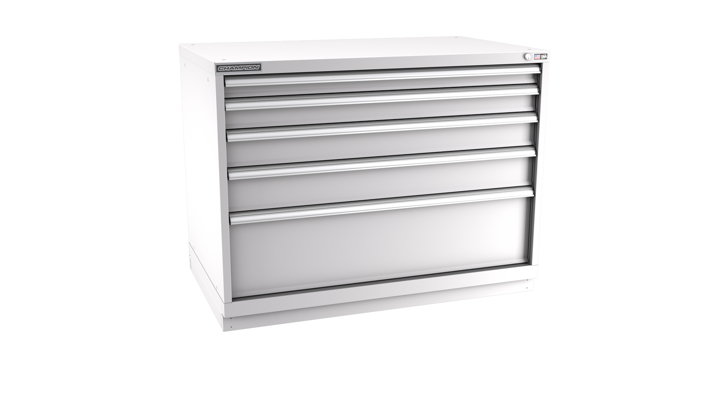 Champion Tool Storage EW1500-0501-ILC-FTB-LG 5-Drawer Standard Depth Modular Cabinet EW0501 | 47"W x 35-7/8"H x 28-1/2"D, Light Gray
