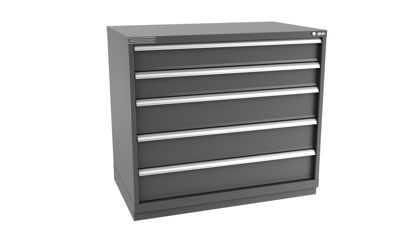 Champion Tool Storage EW1800-0501-ILC-FTB-DG 5-Drawer Standard Depth Modular Cabinet EW0501 | 47"W x 41-3/4"H x 28-1/2"D, Dark Gray