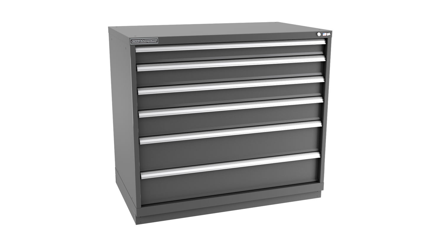 Champion Tool Storage EW1800-0601-ILC-FTB-DG 6-Drawer Standard Depth Modular Cabinet EW0601 | 47"W x 41-3/4"H x 28-1/2"D, Dark Gray