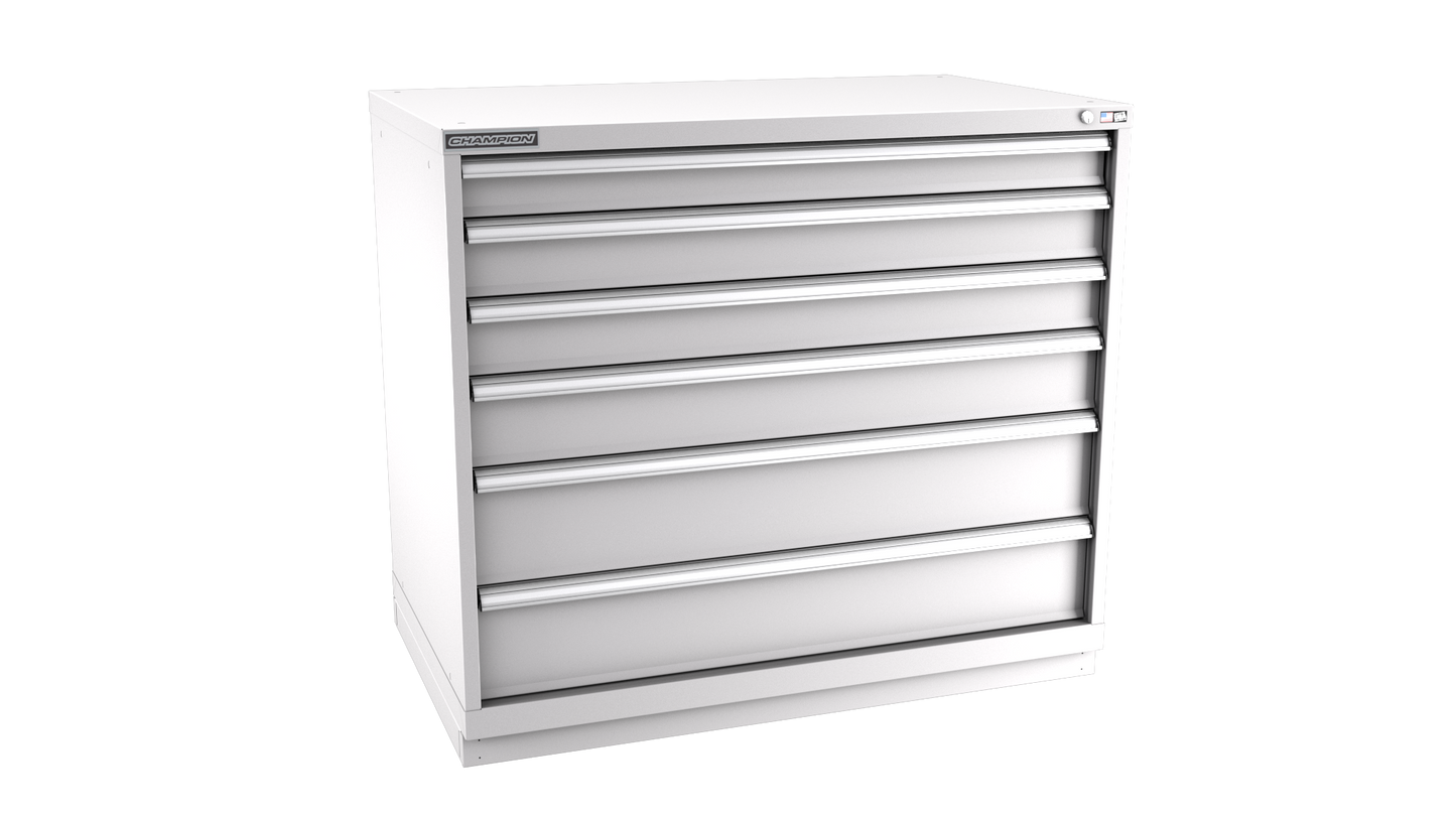 Champion Tool Storage EW1800-0601-ILC-FTB-LG 6-Drawer Standard Depth Modular Cabinet EW0601 | 47"W x 41-3/4"H x 28-1/2"D, Light Gray