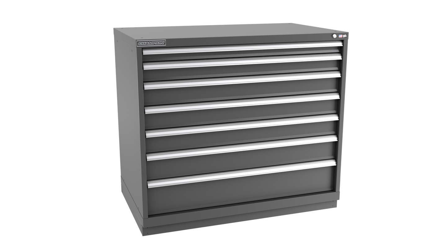 Champion Tool Storage EW1800-0701-ILC-FTB-DG 7-Drawer Standard Depth Modular Cabinet EW0701 | 47"W x 41-3/4"H x 28-1/2"D, Dark Gray