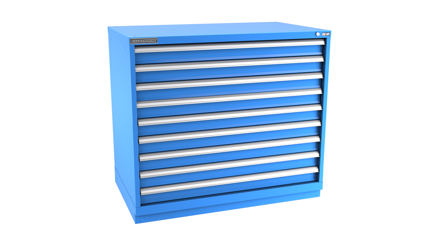 Champion Tool Storage EW1800-0901-ILC-FTB-BB 9-Drawer Standard Depth Modular Cabinet EW0901 | 47"W x 41-3/4"H x 28-1/2"D, Bright Blue
