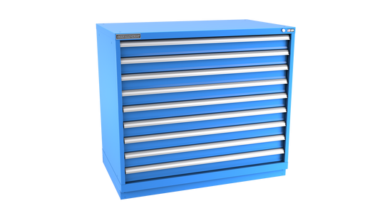 Champion Tool Storage EW1800-0901-ILC-FTB-BB 9-Drawer Standard Depth Modular Cabinet EW0901 | 47"W x 41-3/4"H x 28-1/2"D, Bright Blue