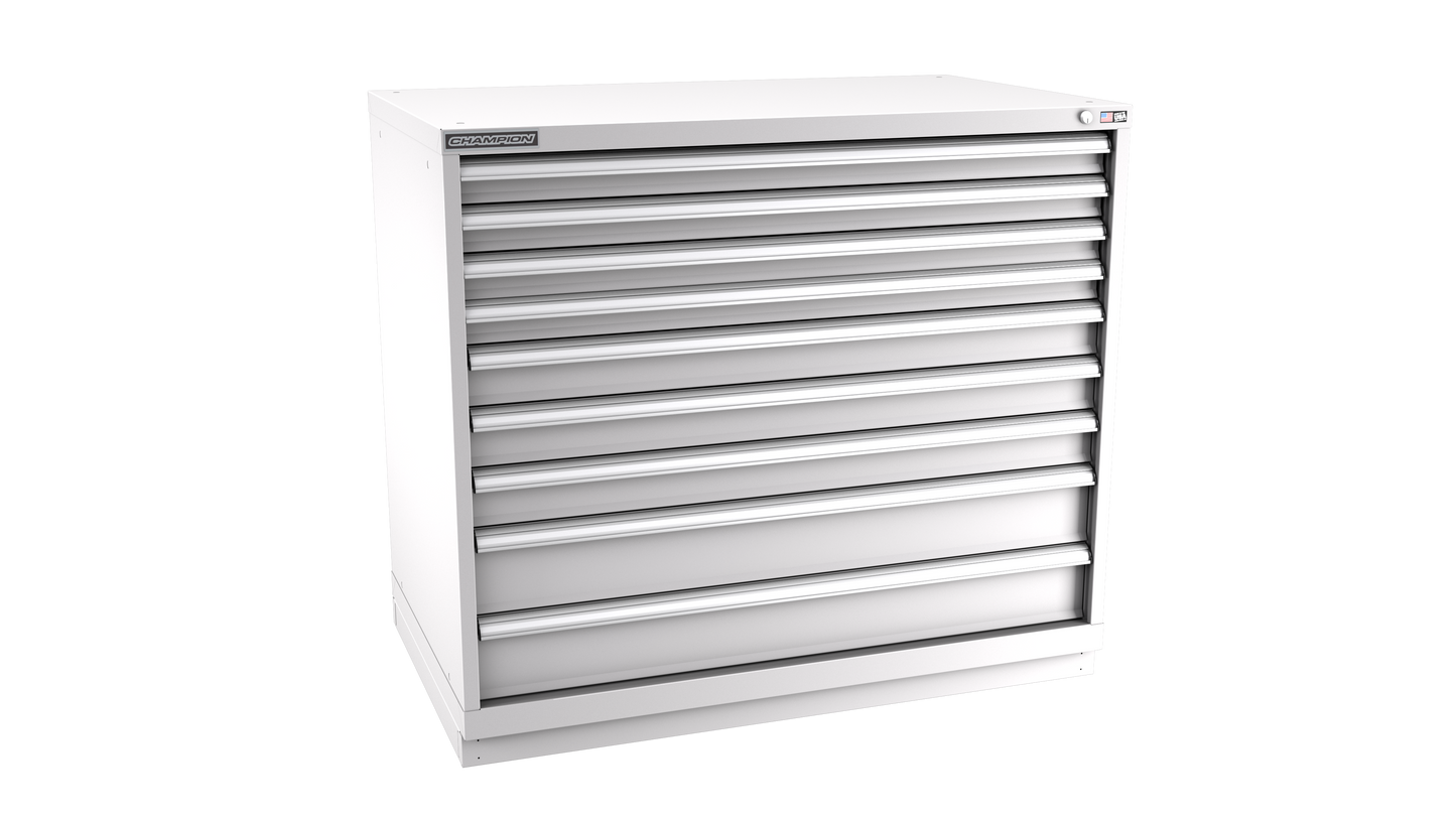 Champion Tool Storage EW1800-0902-ILC-FTB-LG 9-Drawer Standard Depth Modular Cabinet EW0902 | 47"W x 41-3/4"H x 28-1/2"D, Light Gray