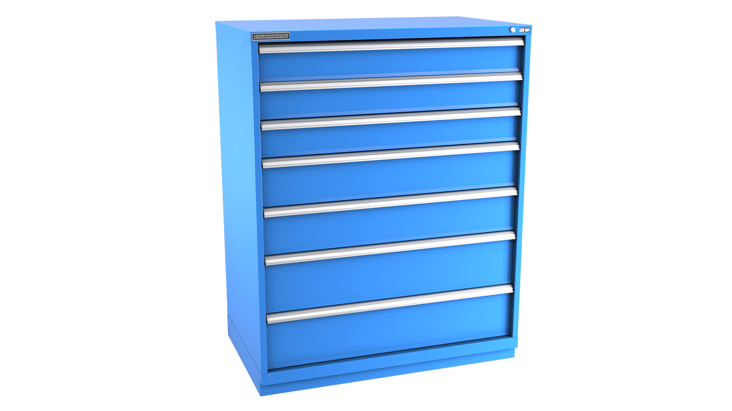 Champion Tool Storage EW2700-0701-ILC-FTB-BB 7-Drawer Standard Depth Modular Cabinet EW0701 | 47"W x 59-1/2"H x 28-1/2"D, Bright Blue