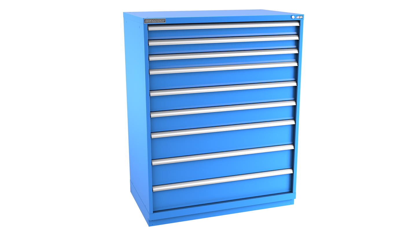 Champion Tool Storage EW2700-0901-ILC-FTB-BB 9-Drawer Standard Depth Modular Cabinet EW0901 | 47"W x 59-1/2"H x 28-1/2"D, Bright Blue