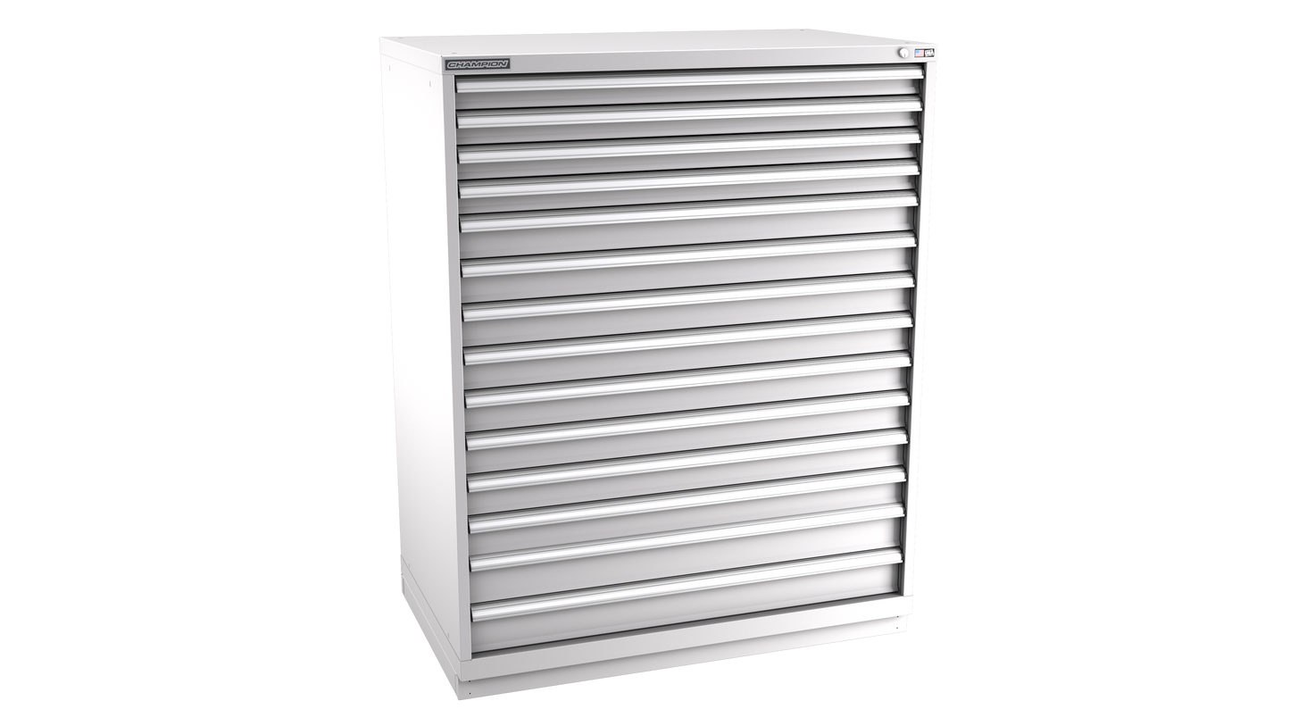 Champion Tool Storage EW2700-1401-ILC-FTB-LG 14-Drawer Standard Depth Modular Cabinet EW1401 | 47"W x 59-1/2"H x 28-1/2"D, Light Gray
