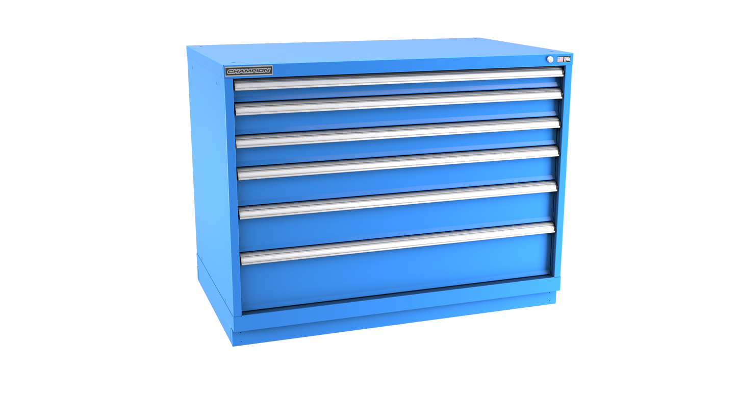 Champion Tool Storage EWS1500-0602-ILC-FTB-BB 6-Drawer Shallow Depth Modular Cabinet EWS0602 | 47"W x 35-7/8"H x 22-1/2"D, Bright Blue