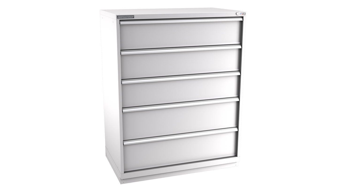 Champion Tool Storage EWS2700-0501-ILC-FTB-LG 5-Drawer Shallow Depth Modular Cabinet EWS0501 | 47"W x 59-1/2"H x 22-1/2"D, Light Gray