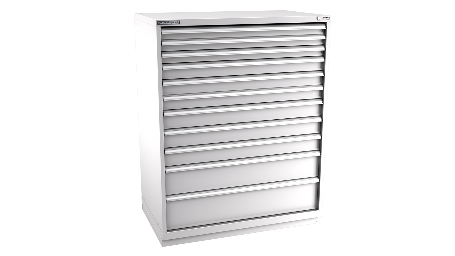 Champion Tool Storage EWS2700-1101-ILC-FTB-LG 11-Drawer Shallow Depth Modular Cabinet EWS1101 | 47"W x 59-1/2"H x 22-1/2"D, Light Gray