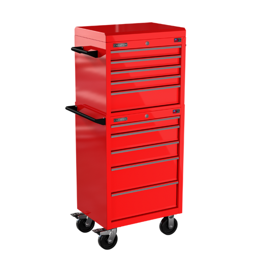 Champion Tool Storage FMP2710RC-RD 10-Drawer Standard Depth 27" FMPRO Combo Roll Cabinet | 27"W x 66"H x 20"D, Gloss Red