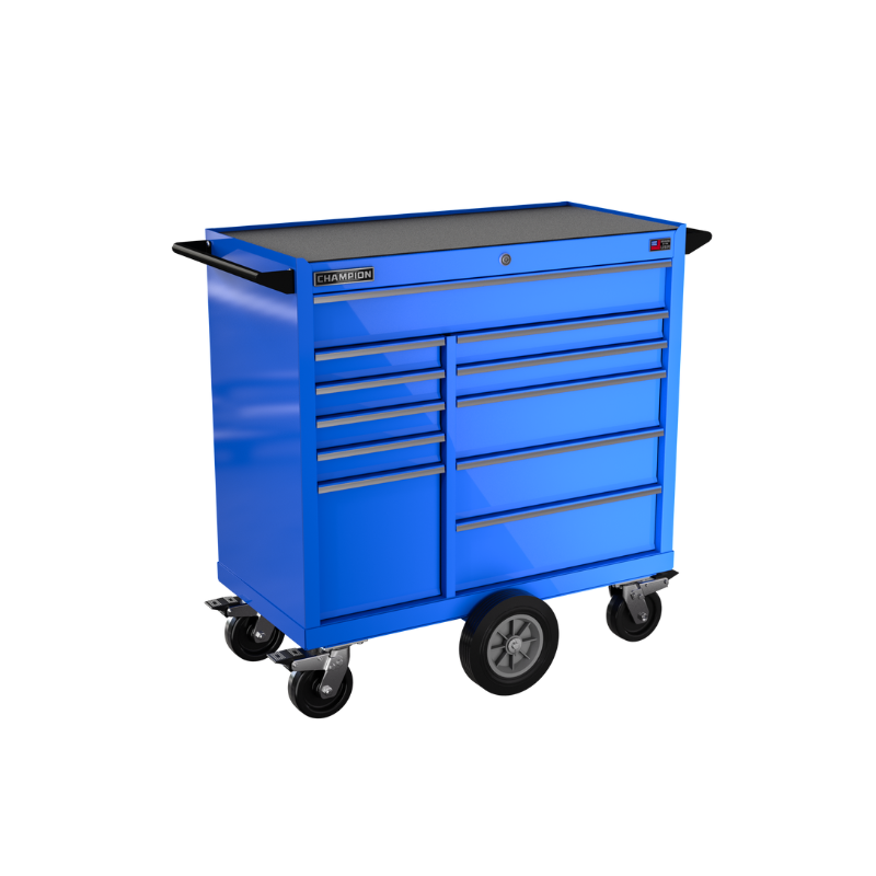 Champion Tool Storage FMP4111MC-BL 11-Drawer Standard Depth 41" FMPRO Maintenance Cart | 41"W x 45"H x 20"D, Gloss Blue