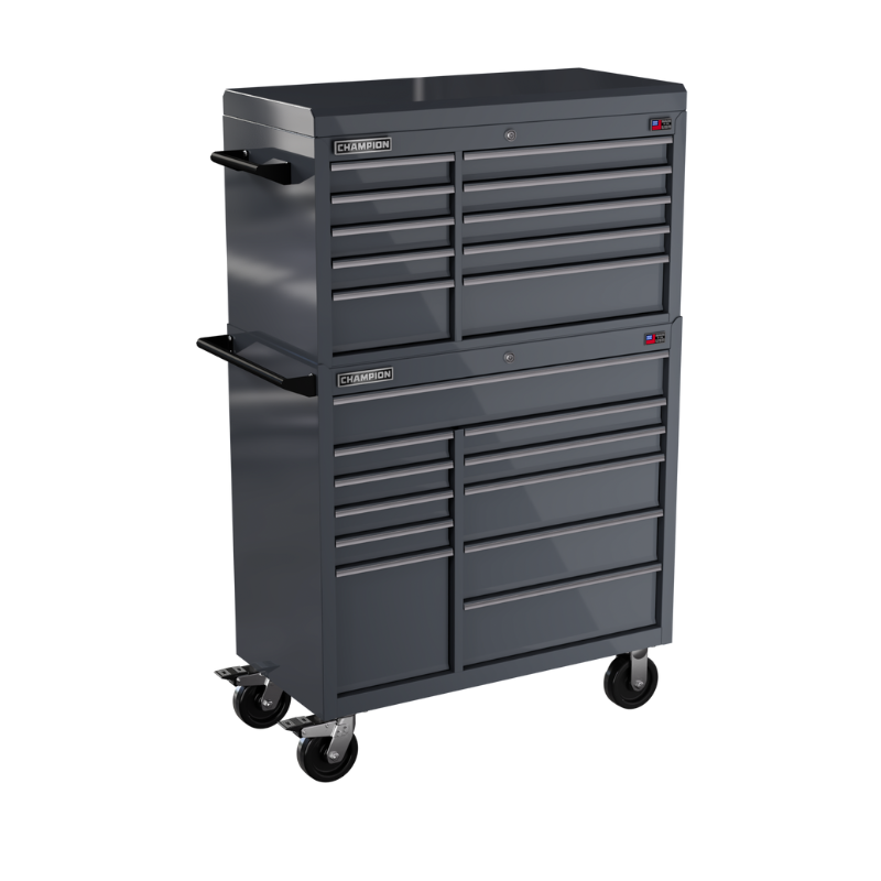 Champion Tool Storage FMP4121RC-SG 21-Drawer Standard Depth 41" FMPRO Combo Roll Cart | 41"W x 66"H x 20"D, Storm Grey