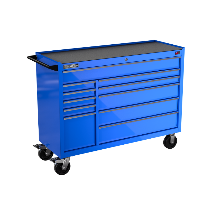 Champion Tool Storage FMP5411RC-BL 11-Drawer Standard Depth 54" FMPRO Roll Cab | 54"W x 43"H x 20"D, Gloss Blue