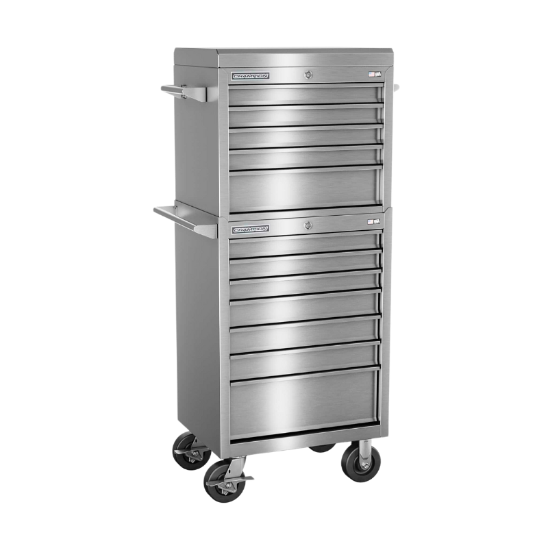 Champion Tool Storage FMPS2712RC 12-Drawer Standard Depth 27" FMPRO SST Combo Roll Cabinet | 27"W x 66"H x 20"D, Stainless