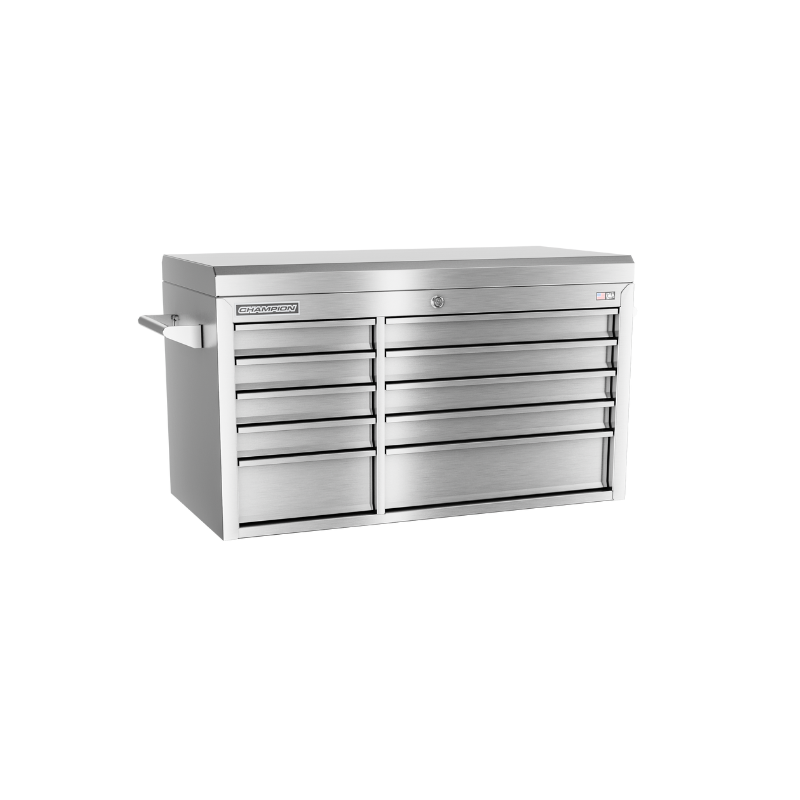 Champion Tool Storage FMPS4110TC 10-Drawer Standard Depth 41" FMPRO SST Top Chest | 41"W x 23"H x 20"D, Stainless