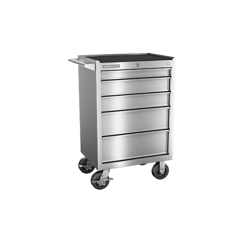 Champion Tool Storage FMPSA2705RC 5-Drawer Standard Depth 27" FMPRO Plus SST Roll Cab | 27"W x 43"H x 20"D, Stainless