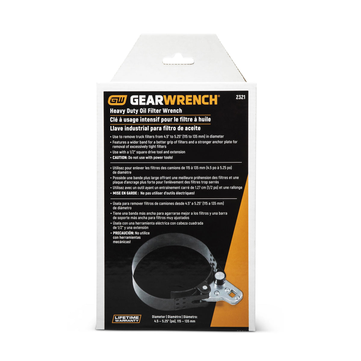 Gearwrench 2321 Heavy-Duty Oil Filter Wrench 4-1/2" to 5-1/4"