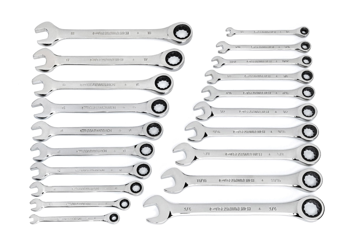 Gearwrench 35720 20 Piece 72-Tooth SAE/Metric Ratcheting Combination Wrench Set