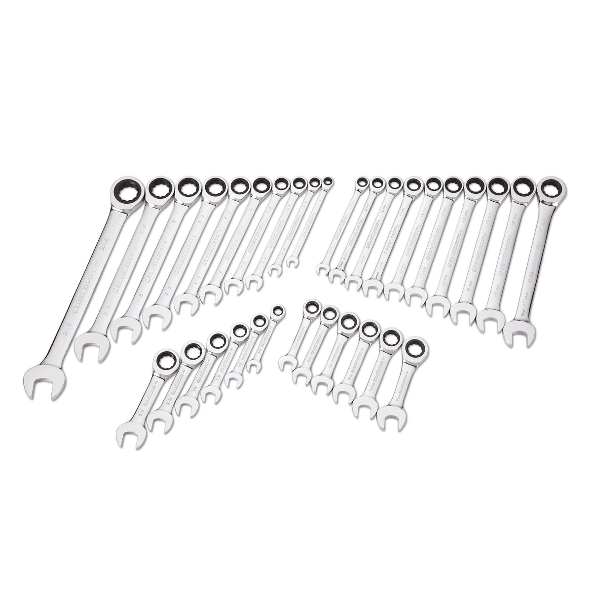 Gearwrench 39327 32 Piece 72-Tooth 12 Point SAE/Metric Standard/Stubby Combination Ratcheting Wrench Set
