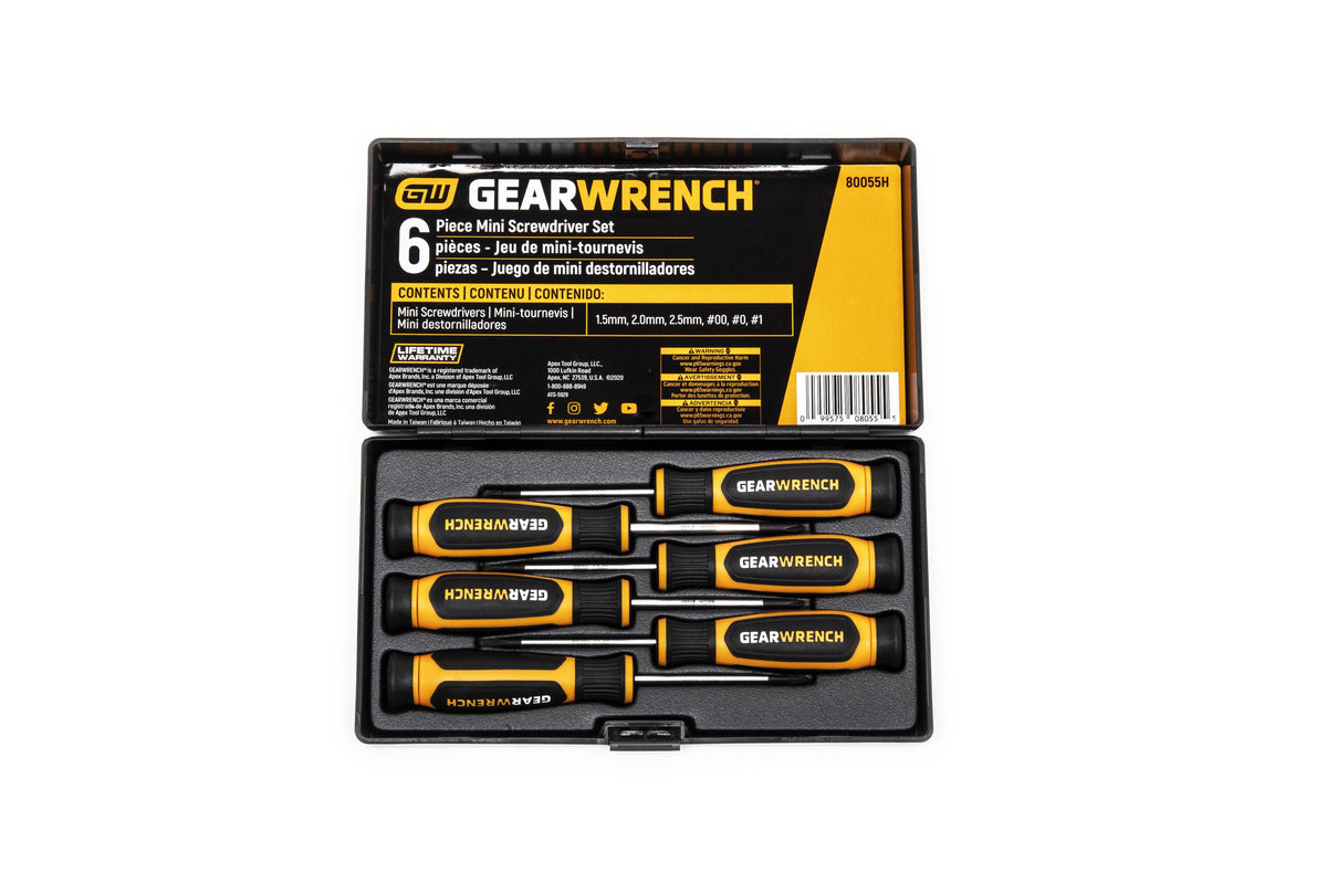 Gearwrench 80055H 6 Piece Phillips®/Slotted Mini Dual Material Screwdriver Set