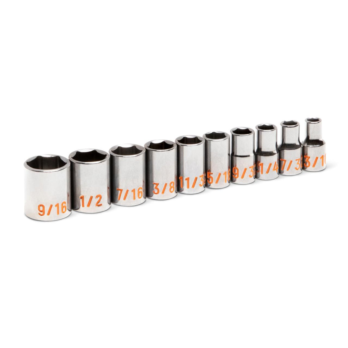 Gearwrench 80303H 10 Piece 1/4" Drive 6 Point SAE Hi-Viz Socket Set
