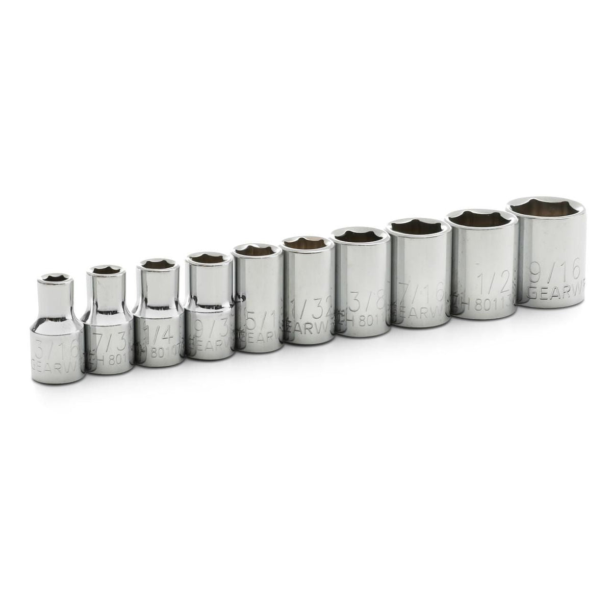 Gearwrench 80303 10 Piece 1/4" Drive 6 Point Standard SAE Socket Set