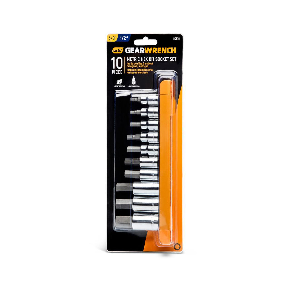 Gearwrench 80578 10 Piece 3/8" & 1/2" Drive Hex Bit Metric Socket Set