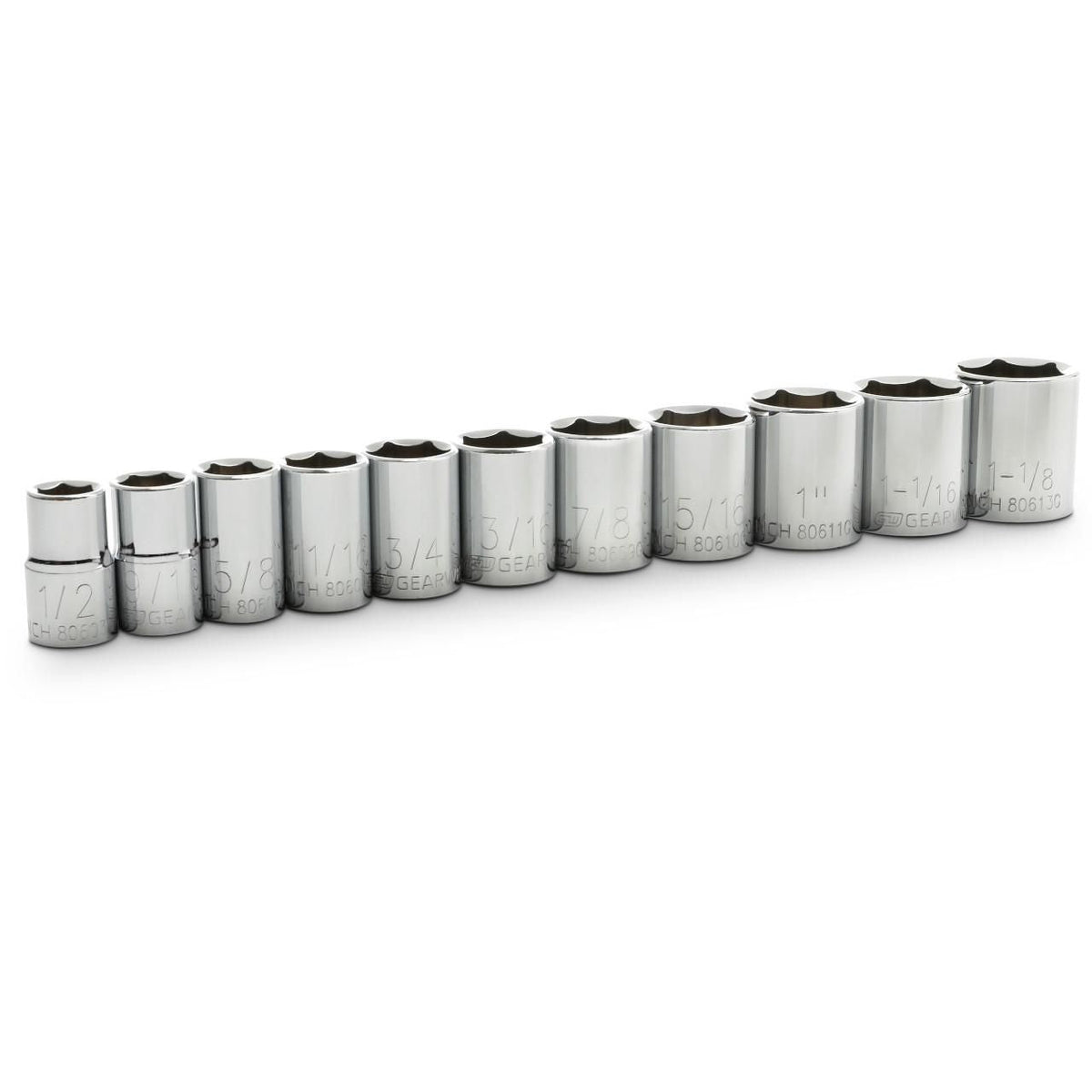 Gearwrench 80703 11 Piece 1/2" Drive 6 Point Standard SAE Socket Set