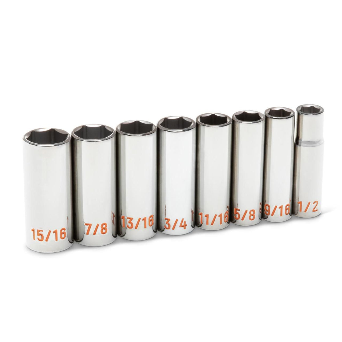 Gearwrench 80705H 8 Piece 1/2" Drive 6 Point SAE Hi-Viz Deep Socket Set