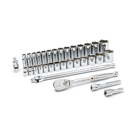 Gearwrench 80715 33 Piece 1/2" Drive 6 Point Standard and Deep SAE Mechanics Tool Set