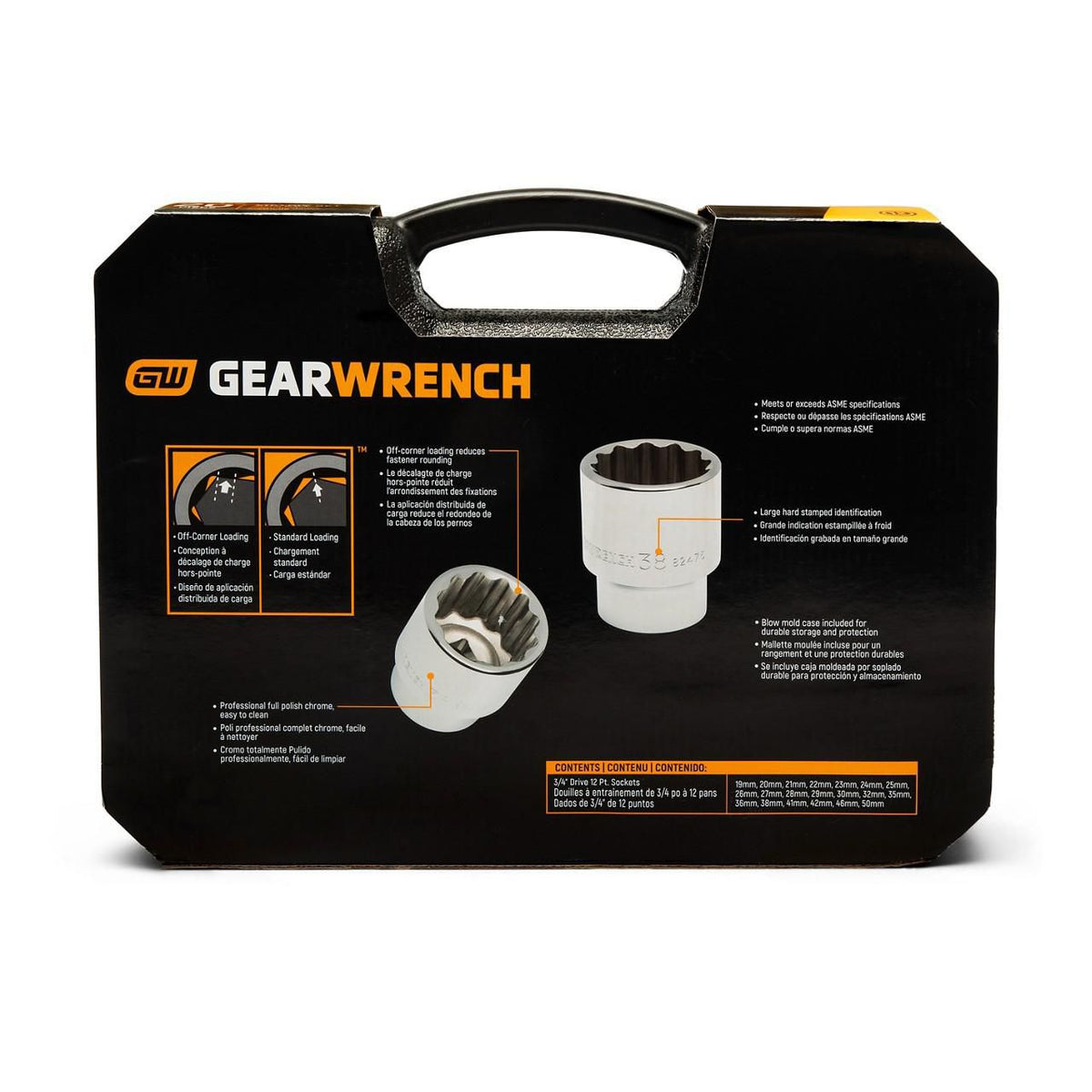Gearwrench 80845 20 Piece 3/4" Drive 12 Point Metric Standard Length Socket Set