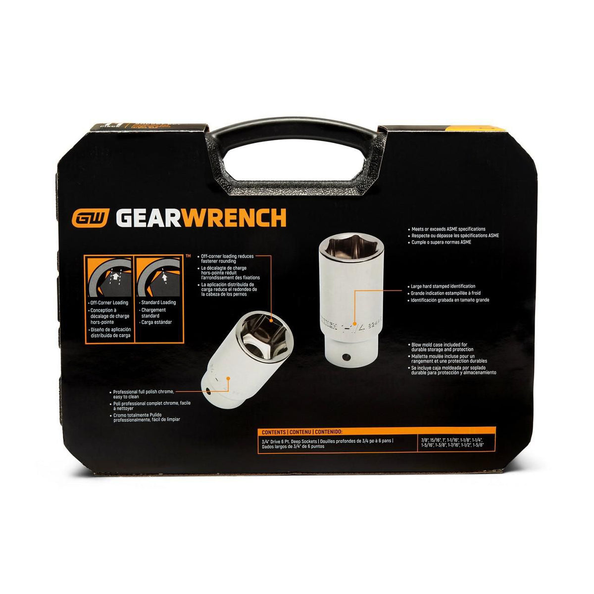 Gearwrench 80846 11 Piece 3/4" Drive 6 Point SAE Deep Socket Set