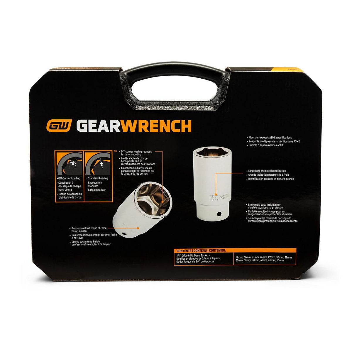 Gearwrench 80847 13 Piece 3/4" Drive 6 Point Metric Deep Socket Set